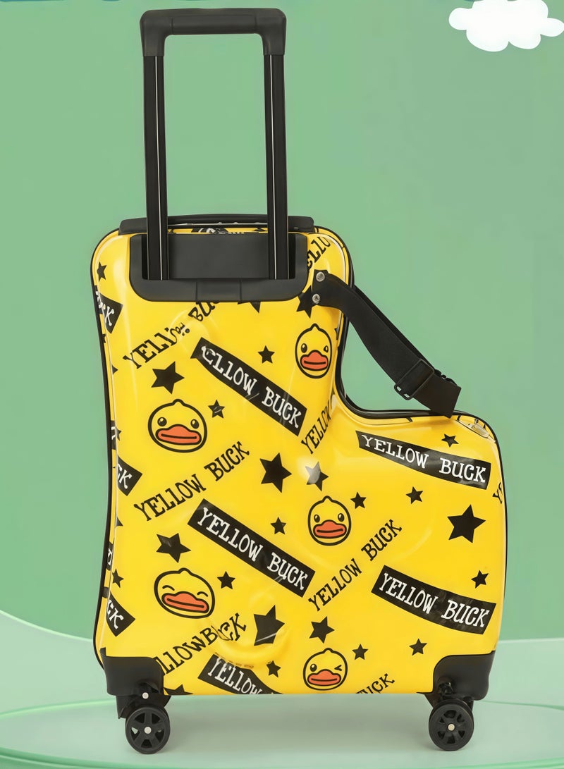 BLOOMING TIME Children Trolley Case, Kid Riding Luggage ABS Material 360 Degree Silent Travel Suitcase - Image 1